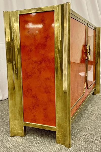  Mastercraft Mid Century Modern Small Cabinet by Mastercraft Lacquer Brass American 1980s