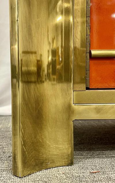  Mastercraft Mid Century Modern Small Cabinet by Mastercraft Lacquer Brass American 1980s