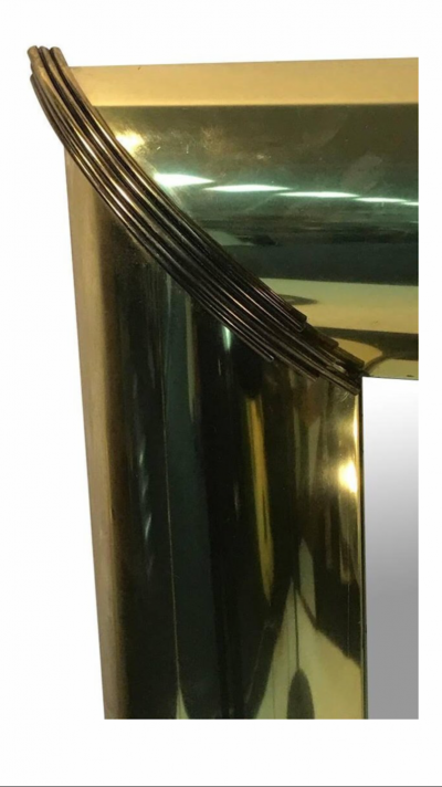  Mastercraft Monumental Brass Mirror with Brass Trim and Bold Moldings