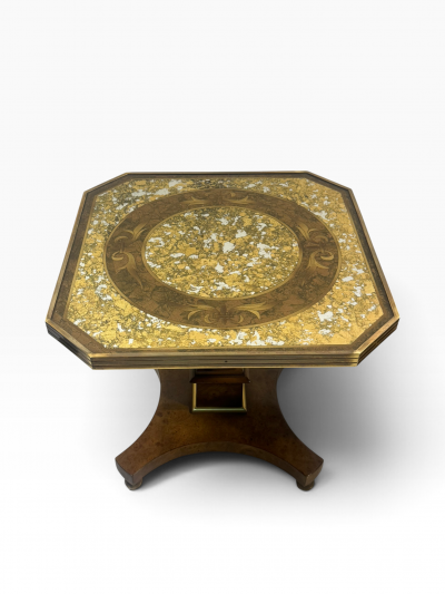  Mastercraft OCTAGONAL GOLD EGLOMAISE TOP BURLWOOD TABLES BRASS BALL FEET BY MASTERCRAFT