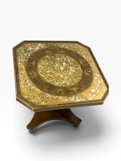  Mastercraft OCTAGONAL GOLD EGLOMAISE TOP BURLWOOD TABLES BRASS BALL FEET BY MASTERCRAFT