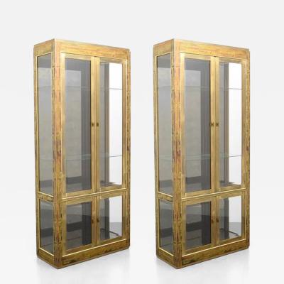  Mastercraft Pair of Acid Etched Brass Illuminated Etageres by Bernhard Rohne for Mastercraft