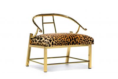  Mastercraft Pair of Brass Hollywood Regency Chairs in Leopard Velvet by Mastercraft C 1960s