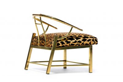  Mastercraft Pair of Brass Hollywood Regency Chairs in Leopard Velvet by Mastercraft C 1960s