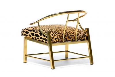  Mastercraft Pair of Brass Hollywood Regency Chairs in Leopard Velvet by Mastercraft C 1960s