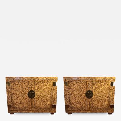  Mastercraft Pair of Custom Quality Tortoise Shell Decorated Cabinets Possibly Mastercraft