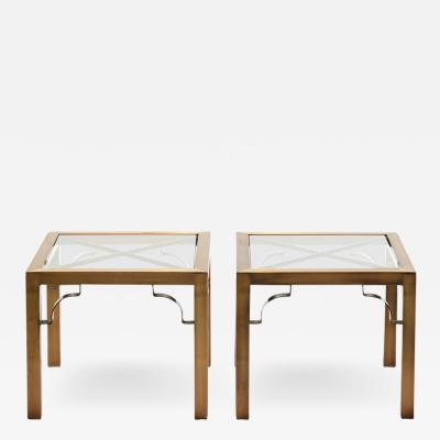  Mastercraft Pair of Mastercraft Brass Side Tables circa 1970