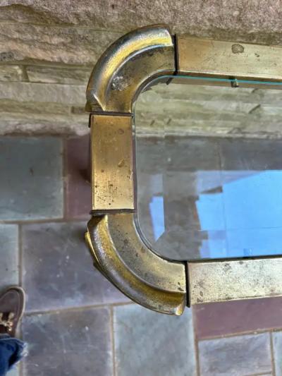  Mastercraft Petite Pair Asian style Mastercraft Brass Console Table Hollywood Regency