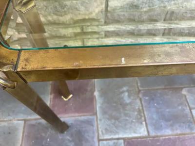  Mastercraft Petite Pair Asian style Mastercraft Brass Console Table Hollywood Regency