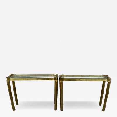  Mastercraft Petite Pair Asian style Mastercraft Brass Console Table Hollywood Regency