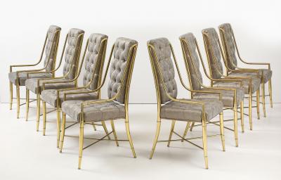  Mastercraft Set of 8 Brass Imperial Dining Chairs By Weiman Warren Llyod for Mastercraft