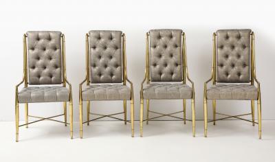  Mastercraft Set of 8 Brass Imperial Dining Chairs By Weiman Warren Llyod for Mastercraft