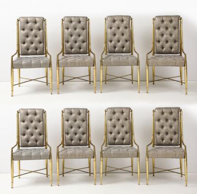  Mastercraft Set of 8 Brass Imperial Dining Chairs By Weiman Warren Llyod for Mastercraft