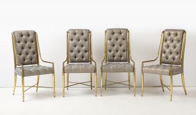  Mastercraft Set of 8 Brass Imperial Dining Chairs By Weiman Warren Llyod for Mastercraft