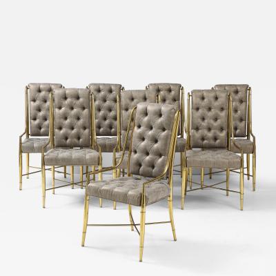  Mastercraft Set of 8 Brass Imperial Dining Chairs By Weiman Warren Llyod for Mastercraft