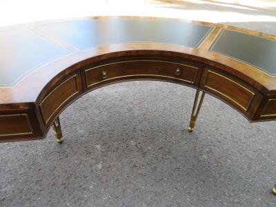 Mastercraft Spectacular Mastercraft Burled Walnut Brass Demi Lune Desk with Matching Chair