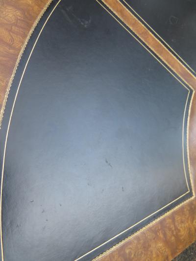  Mastercraft Spectacular Mastercraft Burled Walnut Brass Demi Lune Desk with Matching Chair