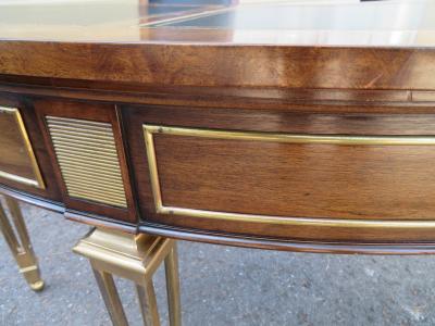  Mastercraft Spectacular Mastercraft Burled Walnut Brass Demi Lune Desk with Matching Chair