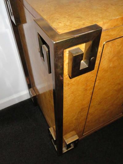  Mastercraft Stunning Mastercraft Amboyna Burl and Brass Greek Key Credenza Midcentury