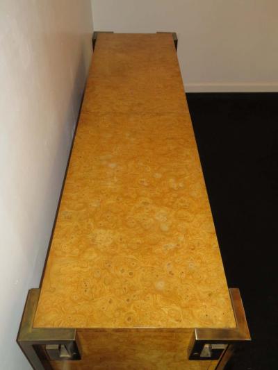  Mastercraft Stunning Mastercraft Amboyna Burl and Brass Greek Key Credenza Midcentury