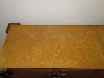  Mastercraft Stunning Mastercraft Amboyna Burl and Brass Greek Key Credenza Midcentury