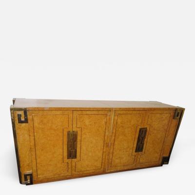  Mastercraft Stunning Mastercraft Amboyna Burl and Brass Greek Key Credenza Midcentury