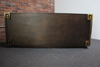  Mastercraft Vintage Elm Burl and Brass Greek Key Credenza by William Doezema for Mastercraft