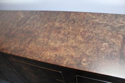  Mastercraft Vintage Elm Burl and Brass Greek Key Credenza by William Doezema for Mastercraft