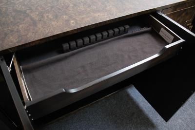  Mastercraft Vintage Elm Burl and Brass Greek Key Credenza by William Doezema for Mastercraft