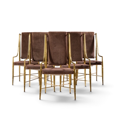  Mastercraft Warren Lloyd for Mastercraft Imperial Mid Century Brass Dining Chairs Set of 6