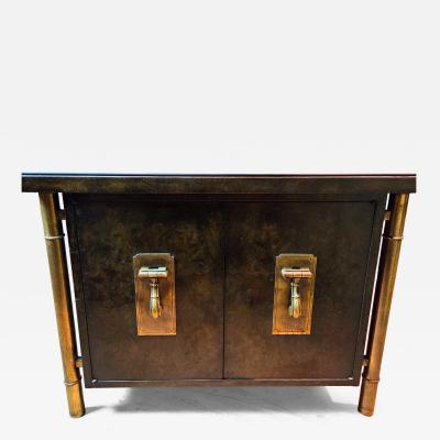  Mastercraft William Doezema for Mastercraft Two Door Cabinet in Brass and Burl Wood