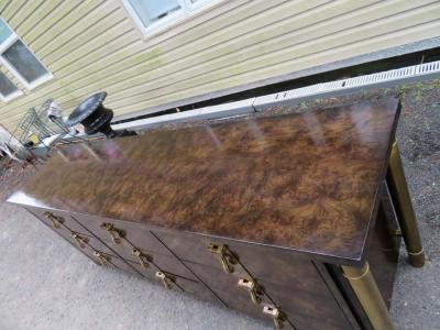  Mastercraft Wonderful Mastercraft Burled Walnut and Brass Credenza Hollywood Regency