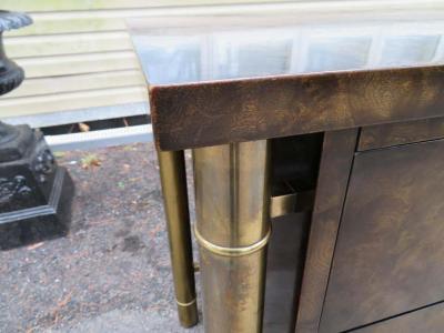  Mastercraft Wonderful Mastercraft Burled Walnut and Brass Credenza Hollywood Regency