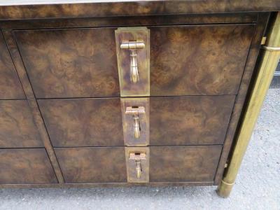  Mastercraft Wonderful Mastercraft Burled Walnut and Brass Credenza Hollywood Regency