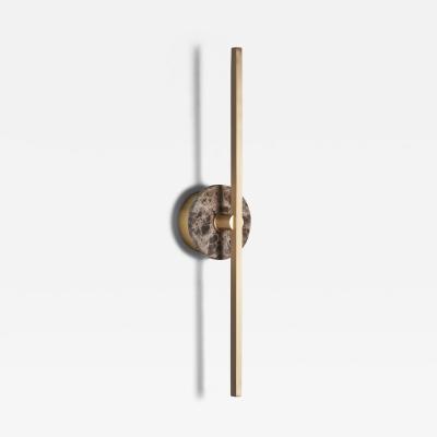  Matlight Milano Essential Italian Wall Sconce Stick Brass and Brown Emperador Marble