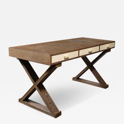  Mattaliano Modernist Limed Oak Frank X Base Desk by Mattaliano