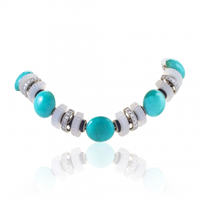  Mauboussin Mauboussin Turquoise Chalcedony and Diamond Necklace
