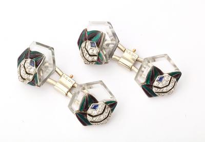  Mauboussin Rock Crystal Enamel Diamond Cufflinks by Mauboussin