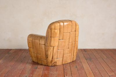  Mauro Mori Sculptural Oak Armchair by Mauro Mori