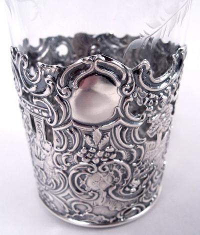  Mauser Mfg Co Set of 6 American Hanau Style Sterling Silver Highball Holders