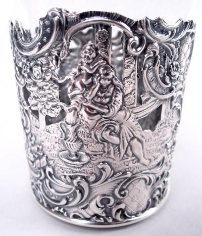  Mauser Mfg Co Set of 6 American Hanau Style Sterling Silver Highball Holders
