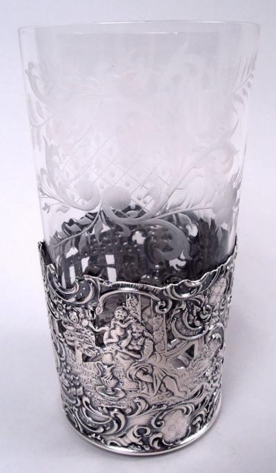  Mauser Mfg Co Set of 6 American Hanau Style Sterling Silver Highball Holders