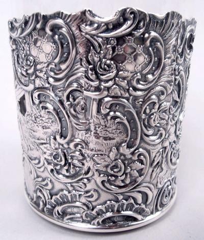  Mauser Mfg Co Set of 6 American Hanau Style Sterling Silver Highball Holders