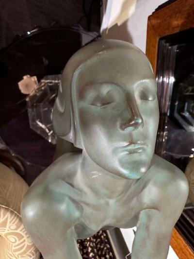  Max Le Verrier Art Deco Light Statue by Max Le Verrier Iconic Clarte Large Rare Vintage Model