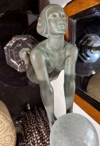  Max Le Verrier Art Deco Light Statue by Max Le Verrier Iconic Clarte Large Rare Vintage Model