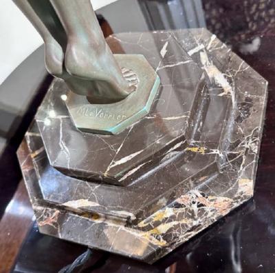 Max Le Verrier Art Deco Light Statue by Max Le Verrier Iconic Clarte Large Rare Vintage Model