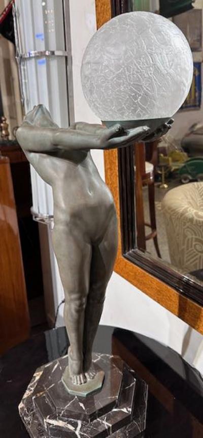  Max Le Verrier Art Deco Light Statue by Max Le Verrier Iconic Clarte Large Rare Vintage Model