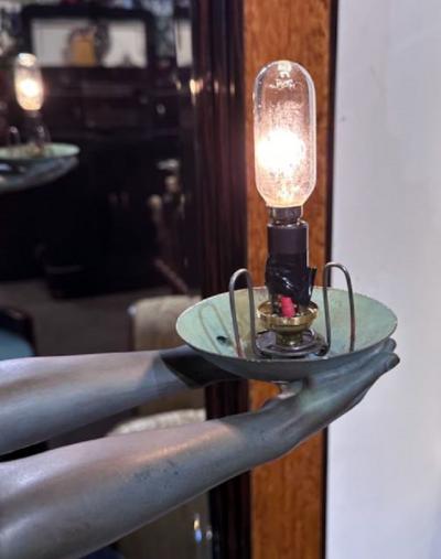  Max Le Verrier Art Deco Light Statue by Max Le Verrier Iconic Clarte Large Rare Vintage Model