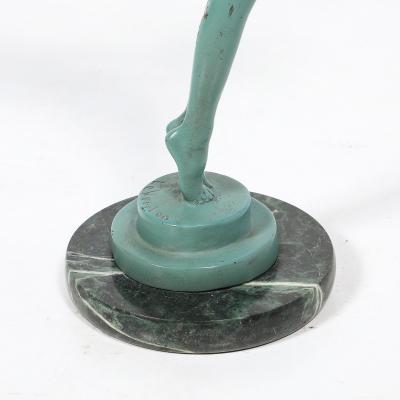  Max Le Verrier Art Deco Sculptural Onyx Veria Green Marble Nude Flapper signed Max le Verrier