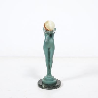  Max Le Verrier Art Deco Sculptural Onyx Veria Green Marble Nude Flapper signed Max le Verrier